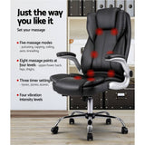 darrahopens Furniture > Office 8 Point PU Leather Massage Chair - Black