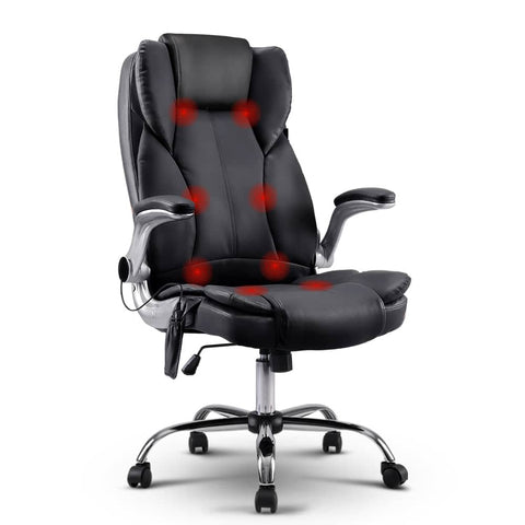 darrahopens Furniture > Office 8 Point PU Leather Massage Chair - Black