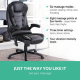 darrahopens Furniture > Office 8 Point PU Leather Reclining Massage Chair - Black