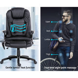 darrahopens Furniture > Office 8 Point PU Leather Reclining Massage Chair - Black
