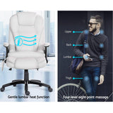 darrahopens Furniture > Office 8 Point PU Leather Reclining Massage Chair - White