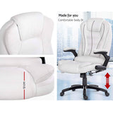 darrahopens Furniture > Office 8 Point PU Leather Reclining Massage Chair - White