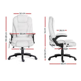 darrahopens Furniture > Office 8 Point PU Leather Reclining Massage Chair - White