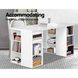 darrahopens Furniture > Office Artiss 3 Level Desk with Storage & Bookshelf - White
