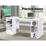 darrahopens Furniture > Office Artiss 3 Level Desk with Storage & Bookshelf - White