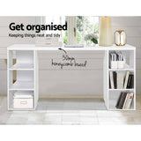 darrahopens Furniture > Office Artiss 3 Level Desk with Storage & Bookshelf - White