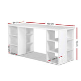 darrahopens Furniture > Office Artiss 3 Level Desk with Storage & Bookshelf - White