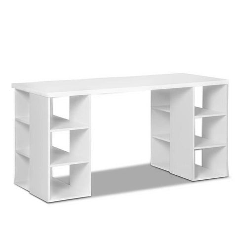 darrahopens Furniture > Office Artiss 3 Level Desk with Storage & Bookshelf - White