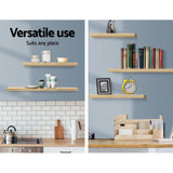 darrahopens Furniture > Office Artiss 3pcs Wall Floating Shelf Set DIY Mount Storage Book Display Rack Oak