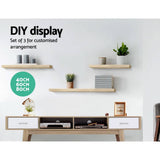 darrahopens Furniture > Office Artiss 3pcs Wall Floating Shelf Set DIY Mount Storage Book Display Rack Oak