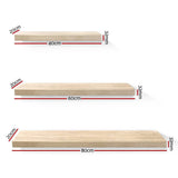 darrahopens Furniture > Office Artiss 3pcs Wall Floating Shelf Set DIY Mount Storage Book Display Rack Oak