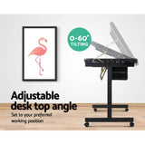 darrahopens Furniture > Office Artiss Adjustable Drawing Desk - Black and Grey