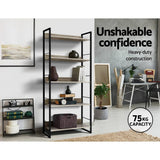 darrahopens Furniture > Office Artiss Bookshelf Wooden Display Shelves Bookcase Shelf Storage Metal Wall Black
