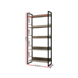 darrahopens Furniture > Office Artiss Bookshelf Wooden Display Shelves Bookcase Shelf Storage Metal Wall Black