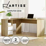 Darrahopens Furniture > Office Artiss Corner Computer Desk Office Study Desks Table Drawers L-Shape Workstation