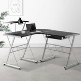 darrahopens Furniture > Office Artiss Corner Metal Pull Out Table Desk - Black