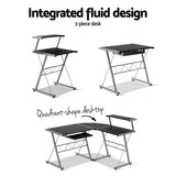 darrahopens Furniture > Office Artiss Corner Metal Pull Out Table Desk - Black