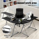 darrahopens Furniture > Office Artiss Corner Metal Pull Out Table Desk - Black
