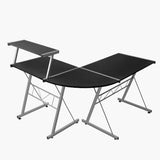darrahopens Furniture > Office Artiss Corner Metal Pull Out Table Desk - Black