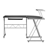 darrahopens Furniture > Office Artiss Corner Metal Pull Out Table Desk - Black