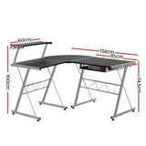 darrahopens Furniture > Office Artiss Corner Metal Pull Out Table Desk - Black