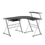 darrahopens Furniture > Office Artiss Corner Metal Pull Out Table Desk - Black