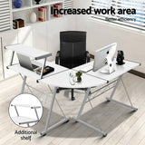 darrahopens Furniture > Office Artiss Corner Metal Pull Out Table Desk - White