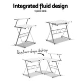 darrahopens Furniture > Office Artiss Corner Metal Pull Out Table Desk - White