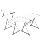 darrahopens Furniture > Office Artiss Corner Metal Pull Out Table Desk - White