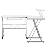 darrahopens Furniture > Office Artiss Corner Metal Pull Out Table Desk - White