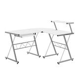 darrahopens Furniture > Office Artiss Corner Metal Pull Out Table Desk - White