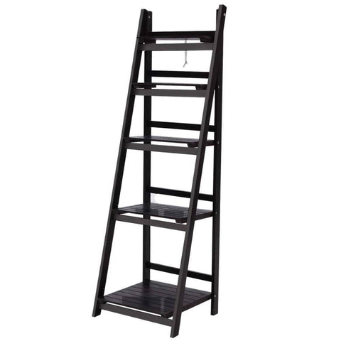 darrahopens Furniture > Office Artiss Display Shelf 5 Tier Wooden Ladder Stand Storage Book Shelves Rack Coffee
