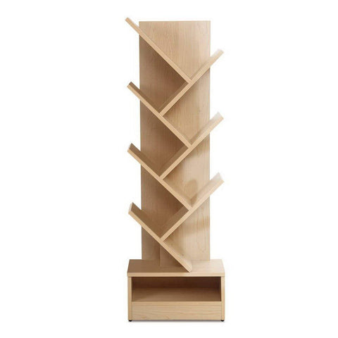 darrahopens Furniture > Office Artiss Display Shelf 7-Shelf Tree Bookshelf Book Storage Rack Bookcase Natural