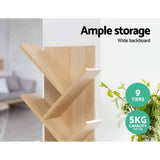 darrahopens Furniture > Office Artiss Display Shelf 9-Shelf Tree Bookshelf Book Storage Rack Bookcase Natural