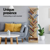 darrahopens Furniture > Office Artiss Display Shelf 9-Shelf Tree Bookshelf Book Storage Rack Bookcase Natural
