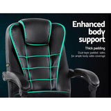 darrahopens Furniture > Office Artiss Electric Massage Office Chairs PU Leather Recliner Computer Gaming Seat Black