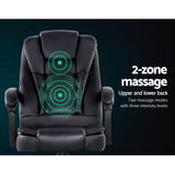 darrahopens Furniture > Office Artiss Electric Massage Office Chairs PU Leather Recliner Computer Gaming Seat Black