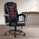 darrahopens Furniture > Office Artiss Electric Massage Office Chairs PU Leather Recliner Computer Gaming Seat Black