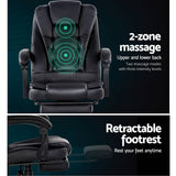 darrahopens Furniture > Office Artiss Electric Massage Office Chairs Recliner Computer Gaming Seat Footrest Black