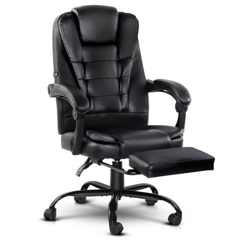 darrahopens Furniture > Office Artiss Electric Massage Office Chairs Recliner Computer Gaming Seat Footrest Black