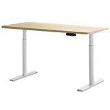 Darrahopens Furniture > Office Artiss Electric Standing Desk Height Adjustable Sit Stand Desks White Oak 140cm