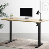 Darrahopens Furniture > Office Artiss Electric Standing Desk Motorised Adjustable Sit Stand Desks Black Oak