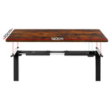 Darrahopens Furniture > Office Artiss Electric Standing Desk Motorised Sit Stand Desks Table Black Brown 140cm