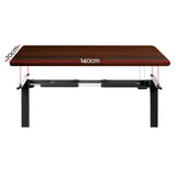Darrahopens Furniture > Office Artiss Electric Standing Desk Motorised Sit Stand Desks Table Black Walnut 140cm