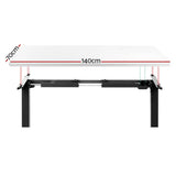 Darrahopens Furniture > Office Artiss Electric Standing Desk Motorised Sit Stand Desks Table Black White 140cm