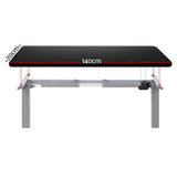Darrahopens Furniture > Office Artiss Electric Standing Desk Motorised Sit Stand Desks Table Grey Black 140cm