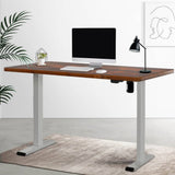 Darrahopens Furniture > Office Artiss Electric Standing Desk Motorised Sit Stand Desks Table Grey Brown 140cm