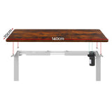 Darrahopens Furniture > Office Artiss Electric Standing Desk Motorised Sit Stand Desks Table White Brown 140cm