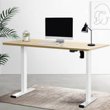 Darrahopens Furniture > Office Artiss Electric Standing Desk Motorised Sit Stand Desks Table White Oak 140cm