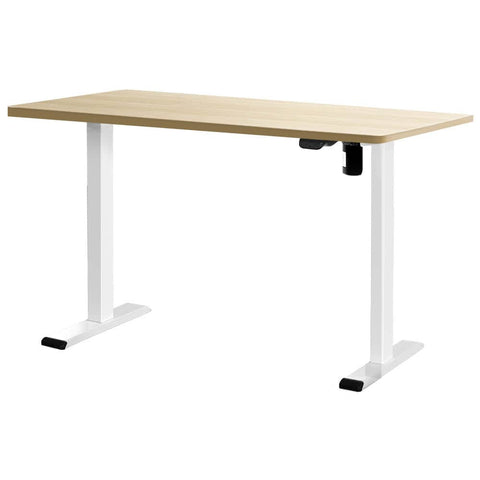 Darrahopens Furniture > Office Artiss Electric Standing Desk Motorised Sit Stand Desks Table White Oak 140cm
